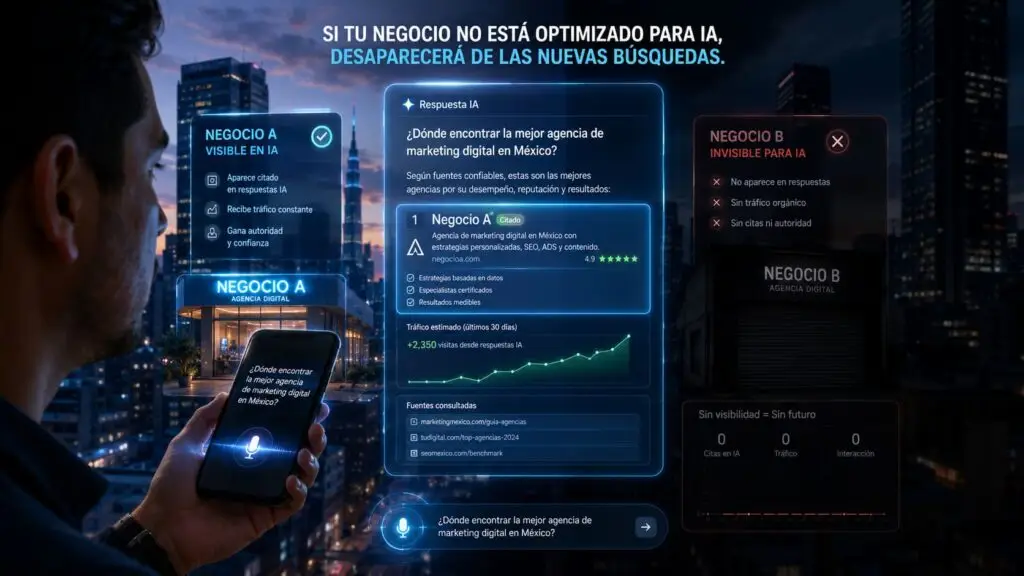 Factores de citación en IA: guía práctica para PYMEs 4 La PYME mexicana invisible vs visible en IA